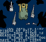 Toonsylvania (Game Boy Color) screenshot: The many parts of Phil