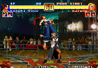 The King of Fighters '96 (Arcade) screenshot: Kasumi in air