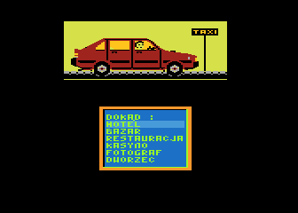 Inspektor (Atari 8-bit) screenshot: Taxi menu
