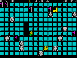 Timebomb (ZX Spectrum) screenshot: Yellow boot is deadly dangerous