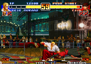 The King of Fighters '96 (Arcade) screenshot: Beating lying Vice