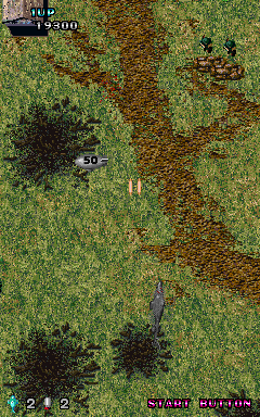 Twin Eagle (Arcade) screenshot: Forest road