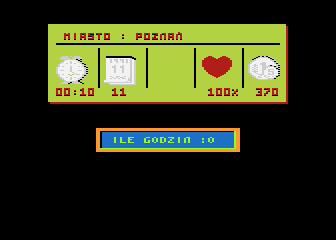 Inspektor (Atari 8-bit) screenshot: Sleeping menu