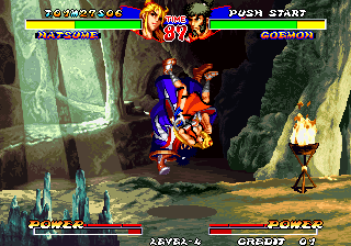 Ninja Master's (Arcade) screenshot: Fight upside-down