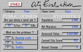 SimCity (CDTV) screenshot: Evaluation of the mayor