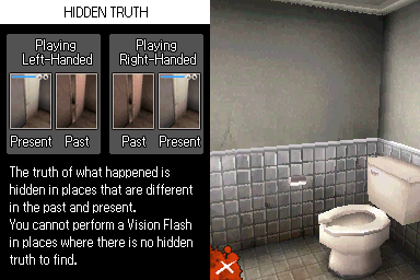 Again (Nintendo DS) screenshot: Crime scene tutorial.