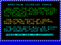 Invasion Force (ZX Spectrum) screenshot: Introductions