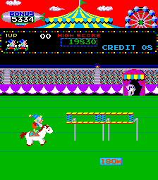 Circus Charlie (Arcade) screenshot: Jump up.
