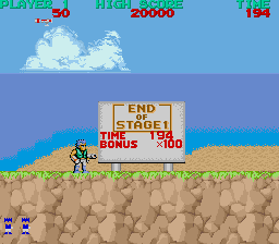 Bionic Commando (Arcade) screenshot: End of stage 1.
