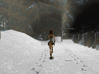Tomb Raider (PlayStation) screenshot: Crossing through the arrows.