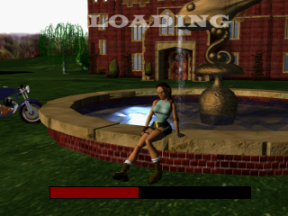 Tomb Raider (PlayStation) screenshot: Lara's home loading screen.