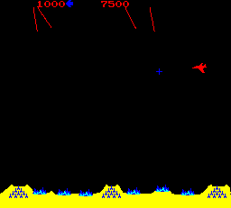 Missile Command (Arcade) screenshot: Enemy plane