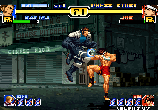The King of Fighters '99: Millennium Battle (Arcade) screenshot: Knee in Joe