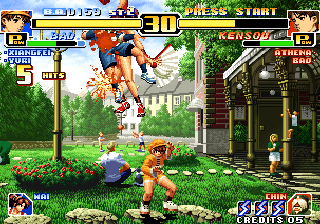 The King of Fighters '99: Millennium Battle (Arcade) screenshot: Mai helps
