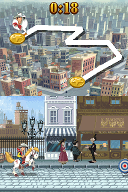 Go West!: A Lucky Luke Adventure (Nintendo DS) screenshot: Click on target for bonus.