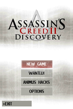 Assassin's Creed II: Discovery (Nintendo DS) screenshot: Main menu.