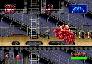 Alien³ (Genesis) screenshot: Grenade launcher good, fire BAD.