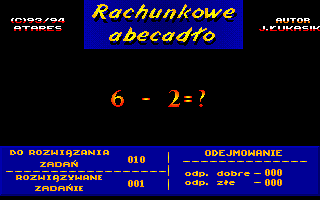 Rachunkowe Abecadło (DOS) screenshot: Substraction