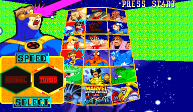 Marvel Super Heroes vs. Street Fighter (Arcade) screenshot: Player select