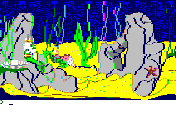 King's Quest II: Romancing the Throne (Apple II) screenshot: King Neptune's underwater cavern