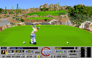 Links: Championship Course - Troon North (DOS) screenshot: Second tee far strike