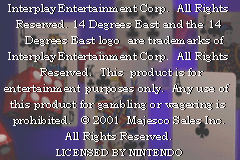 Caesars Palace Advance: Millennium Gold Edition (Game Boy Advance) screenshot: No gambling or wagering with that game