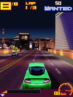 Asphalt 3 3D: Street Rules (J2ME) screenshot: Racing in Las Vegas