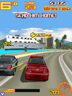 Asphalt 3 3D: Street Rules (J2ME) screenshot: Trying to bump my opponent of the track