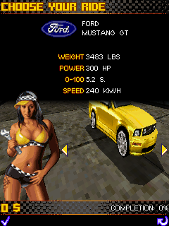 Asphalt 3 3D: Street Rules (J2ME) screenshot: Car selection