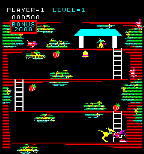 Kangaroo (Arcade) screenshot: Punch the monkey.
