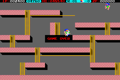 Lode Runner (Arcade) screenshot: Game Over.