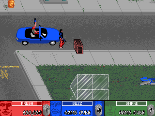 Brute Force (Arcade) screenshot: Watch the car.