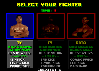 Pit-Fighter (Arcade) screenshot: Fighter selection