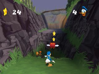 Disney's Donald Duck: Goin' Quackers (PlayStation) screenshot: Floating box