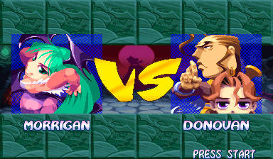 Super Puzzle Fighter II Turbo (Arcade) screenshot: Morrigan vs Donovan