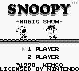 Snoopy's Magic Show (Game Boy) screenshot: Title screen.