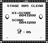 Snoopy's Magic Show (Game Boy) screenshot: Stage 005 clear...