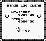 Snoopy's Magic Show (Game Boy) screenshot: Stage 120 clear.