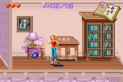 Sabrina, the Teenage Witch: Potion Commotion (Game Boy Advance) screenshot: The lullaby spell helps against animated objects.