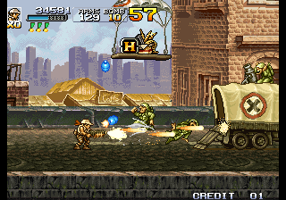Metal Slug 4 (Arcade) screenshot: Power-up on the platform.