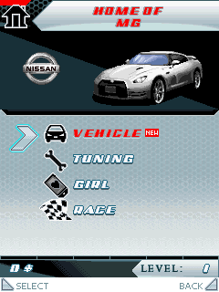 Asphalt 4: Elite Racing (J2ME) screenshot: Career menu (s40v3a)