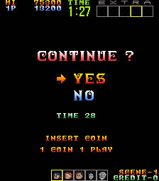 Psychic 5 (Arcade) screenshot: Yes, I do want to continue.