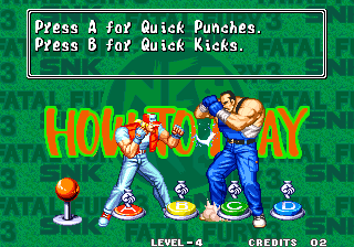 Fatal Fury 3: Road to the Final Victory (Arcade) screenshot: How to play