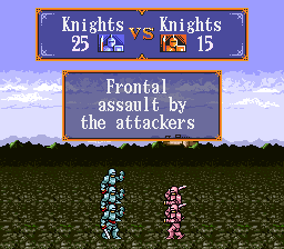 Gemfire (SNES) screenshot: Battle animation - Two Knights-Units are battling it out