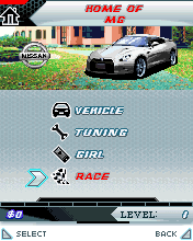 Asphalt 4: Elite Racing (J2ME) screenshot: Career menu (SE W810i)