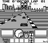 Nakajima Satoru Kanshū F-1 Hero GB (Game Boy) screenshot: American GP. It's raining.