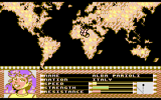 Smash (Commodore 64) screenshot: First opponent in the women's tournament