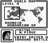Nakajima Satoru Kanshū F-1 Hero GB (Game Boy) screenshot: Fourth rival is N. Pique (Nelson Piquet).