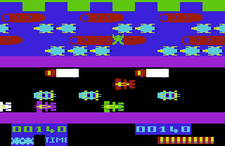Jumpin' Jack (VIC-20) screenshot: Jumping across the river