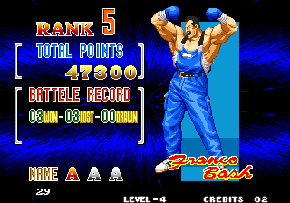 Fatal Fury 3: Road to the Final Victory (Arcade) screenshot: Total points